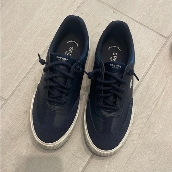 Sperry Blue Canvas Sneakers with White Sole - Picture 1 of 4